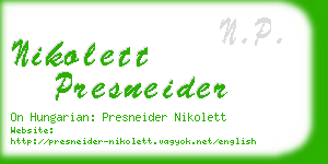 nikolett presneider business card